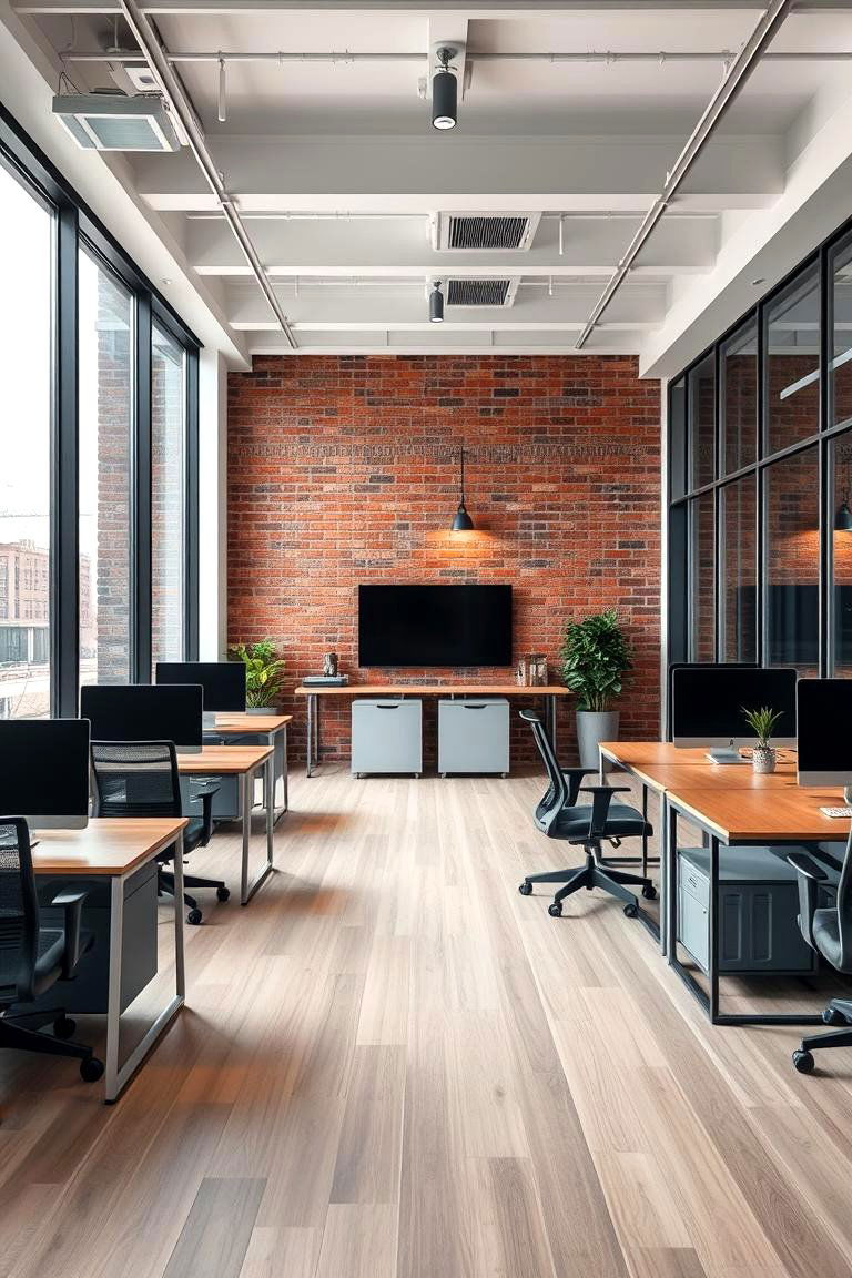 Office Creativity Boost - 24 Brick Accent Wall Ideas