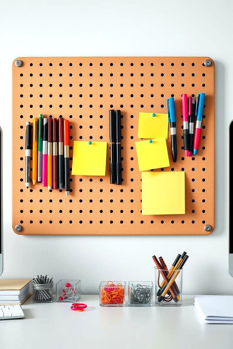 Office Supply Command Center - 24 Pegboard Ideas
