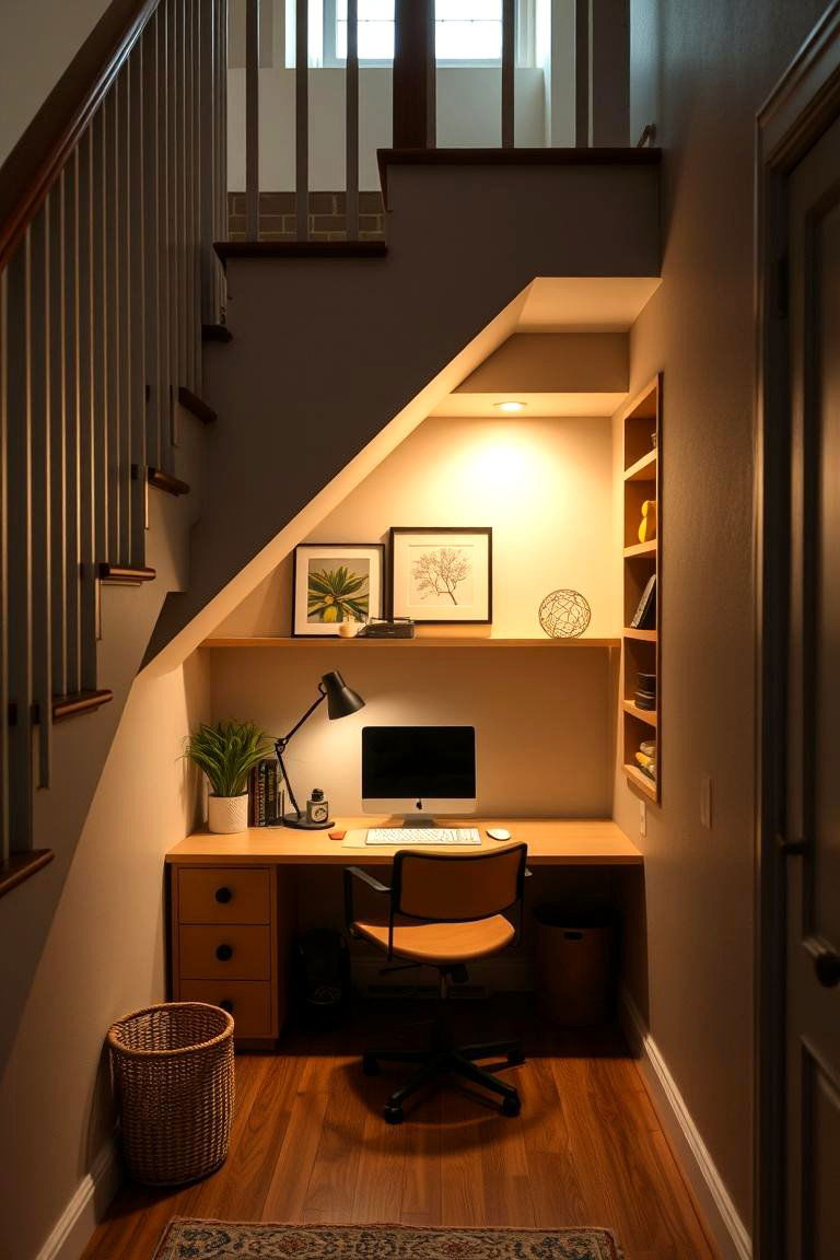 Office Workspace Nook - 24 Under Stair Storage Ideas