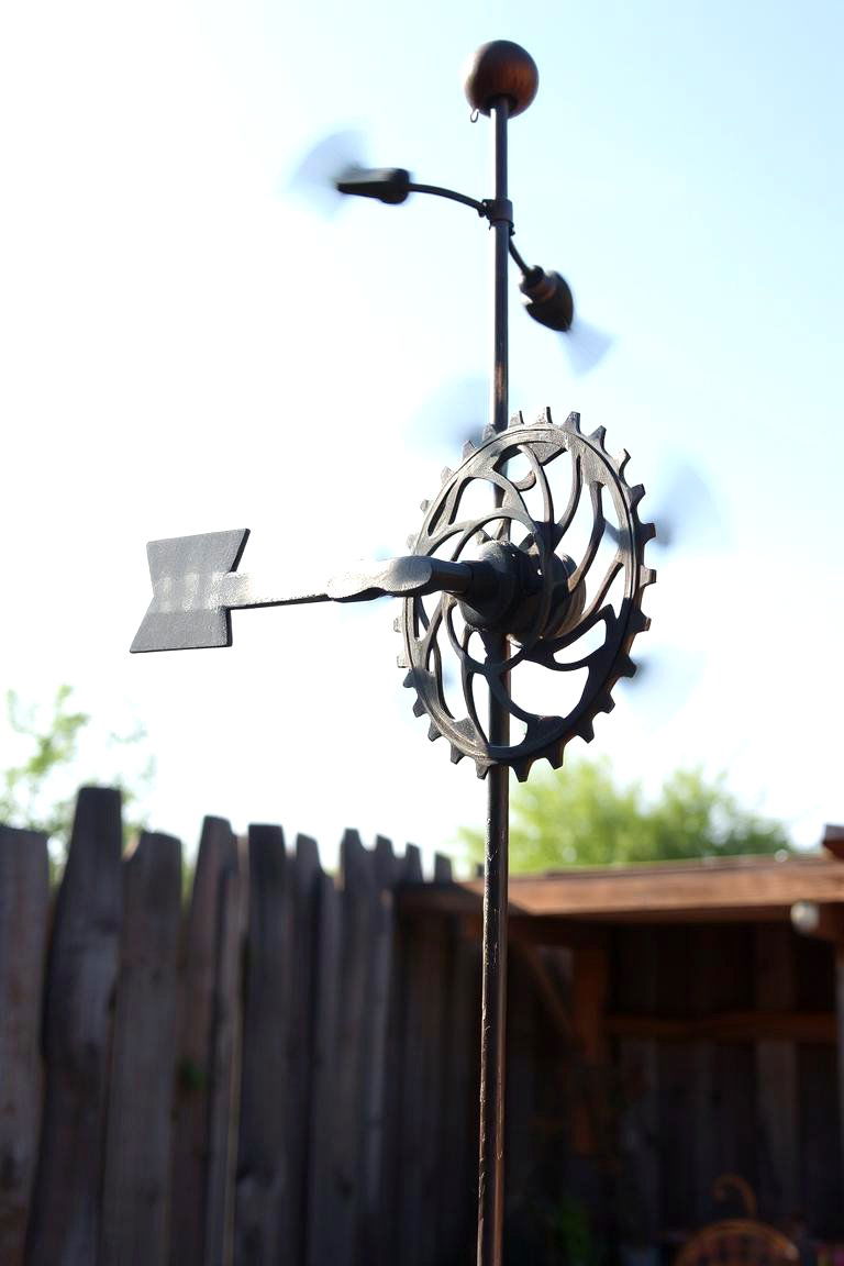 Old Bicycle Crank Wind Spinner - 24 Old Bicycle Garden Ideas