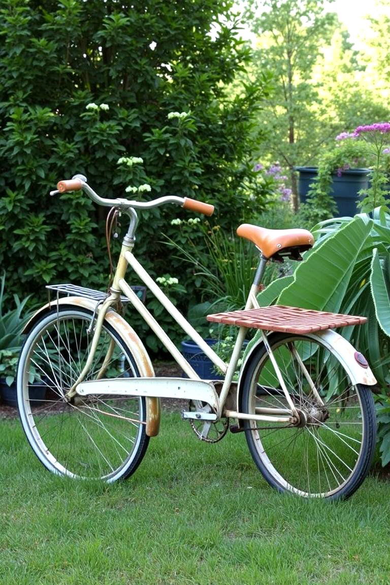 Old Bicycle as Garden Seating - 24 Old Bicycle Garden Ideas