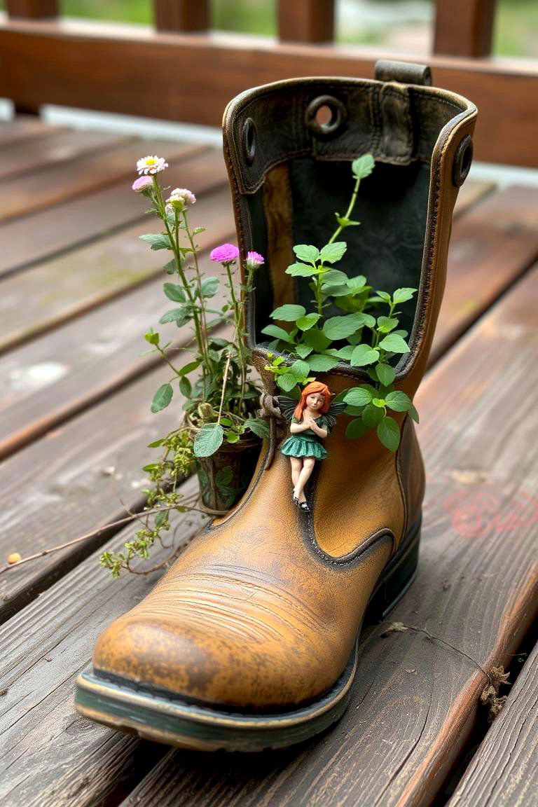Old Boots Fairy Garden - 24 Fairycore Bedroom Ideas