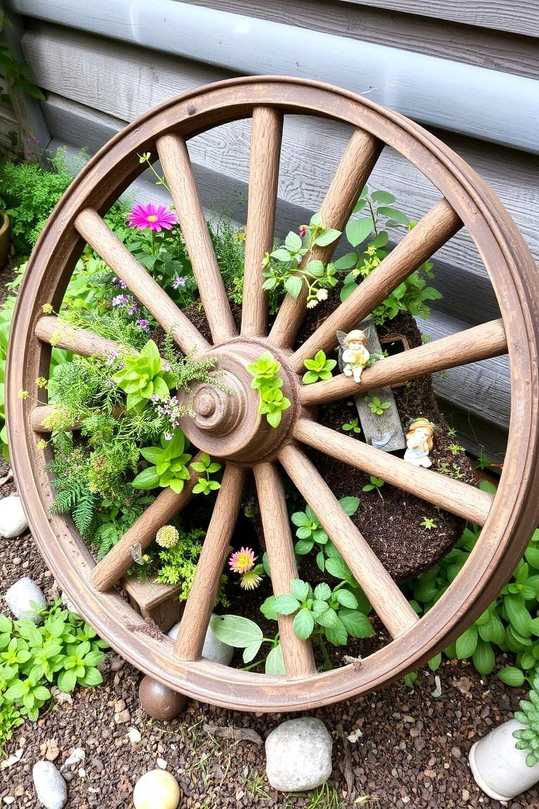 Old Wheel Fairy Garden - 24 Fairycore Bedroom Ideas