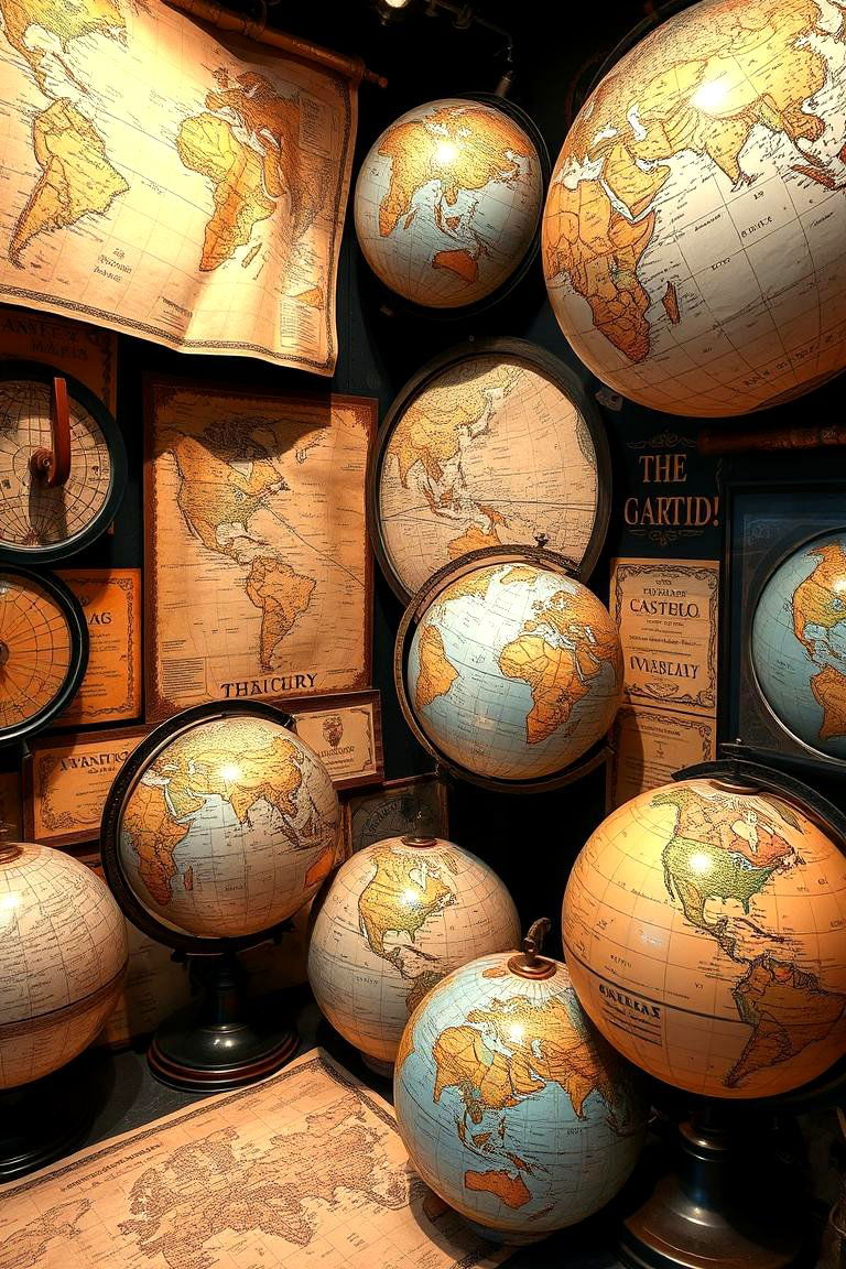 Old World Maps and Globes - 24 Steampunk Living Room Ideas
