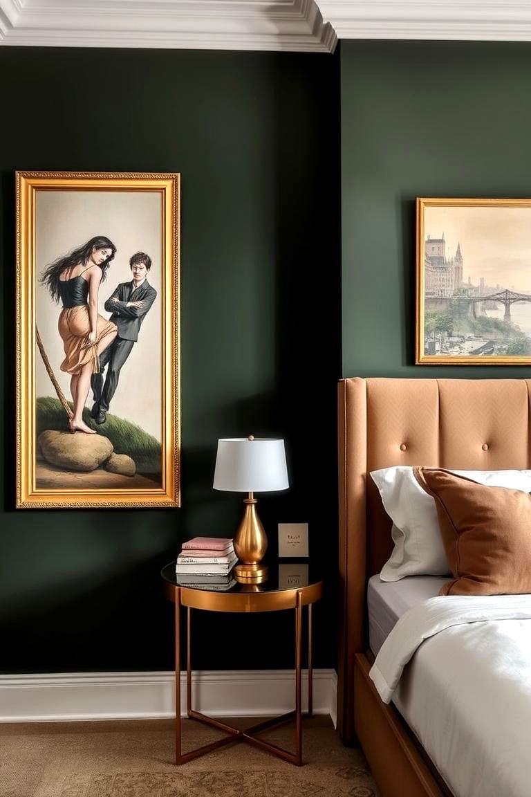 Olive Green Accented with Metallic Sheen - 24 Olive Green Bedroom Ideas