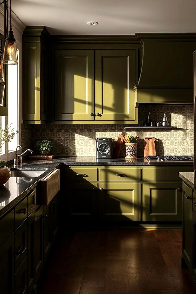 Olive Green Cabinets for a Bold Statement Look - 24 Green Kitchen Cabinet Ideas