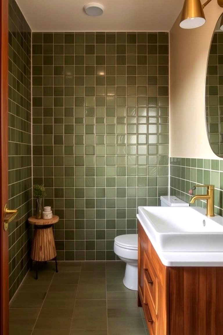 Olive Green Ceramic Tiles - 24 Green Bathroom Tile Ideas