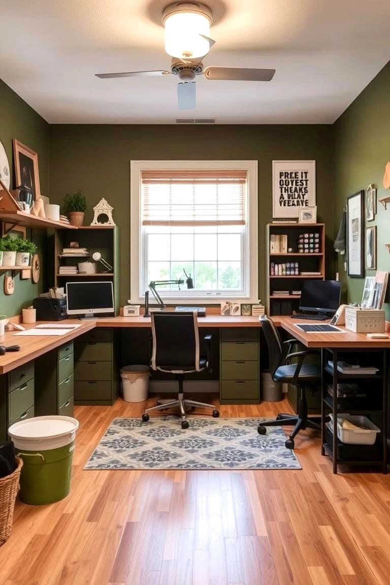 Olive Green Craft Room - 24 Olive Green Room Ideas