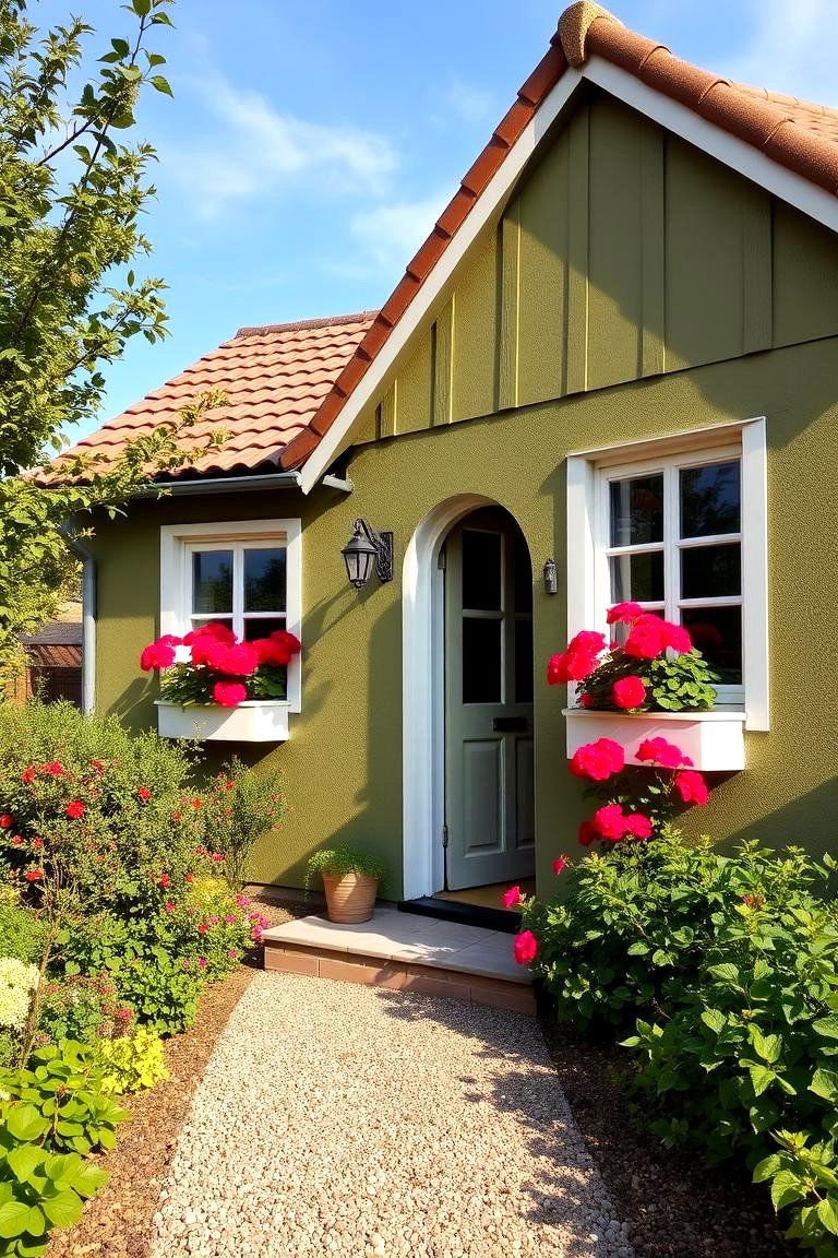 Olive Green Earthiness - 24 Green Exterior House Paint Ideas