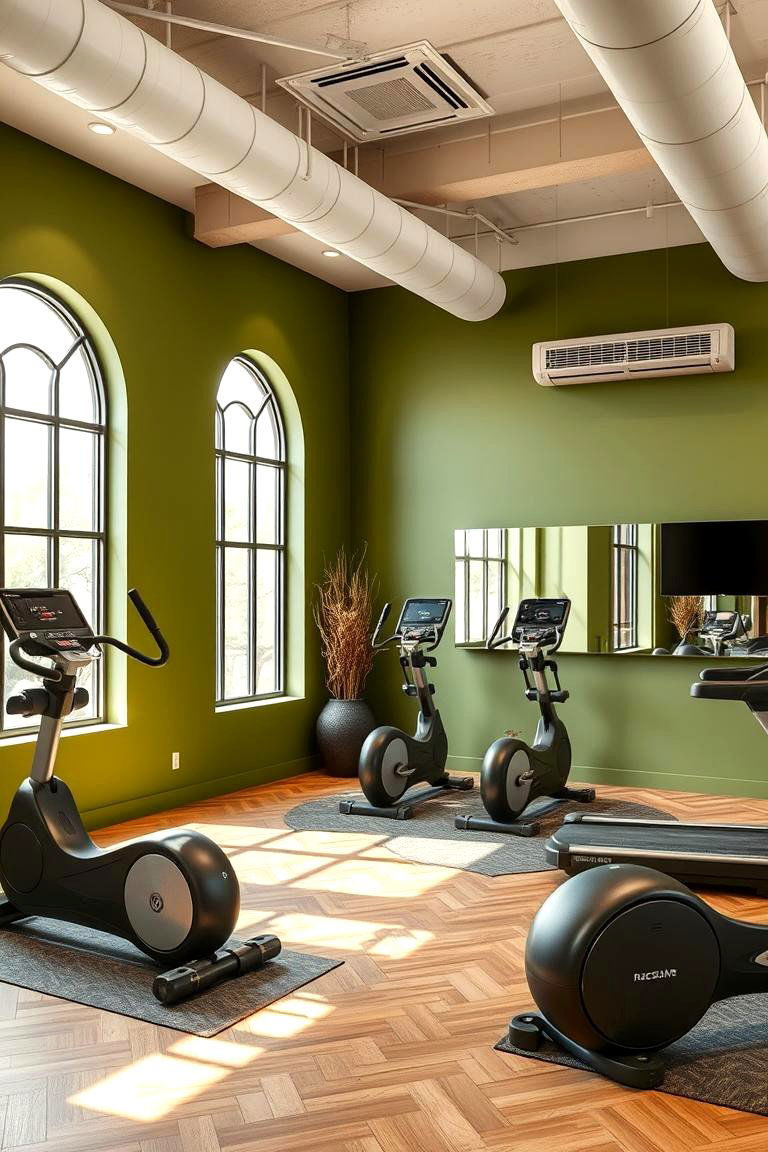 Olive Green Fitness Room - 24 Olive Green Room Ideas