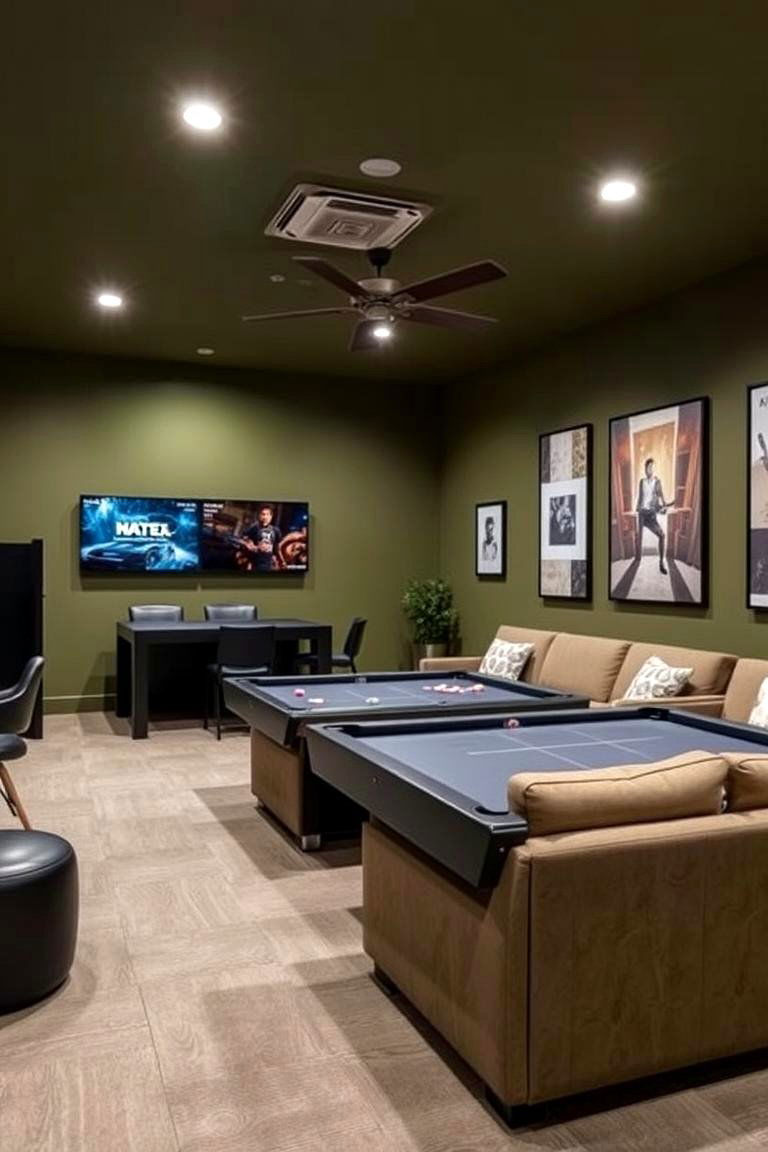 Olive Green Game Room Vibe - 24 Olive Green Room Ideas