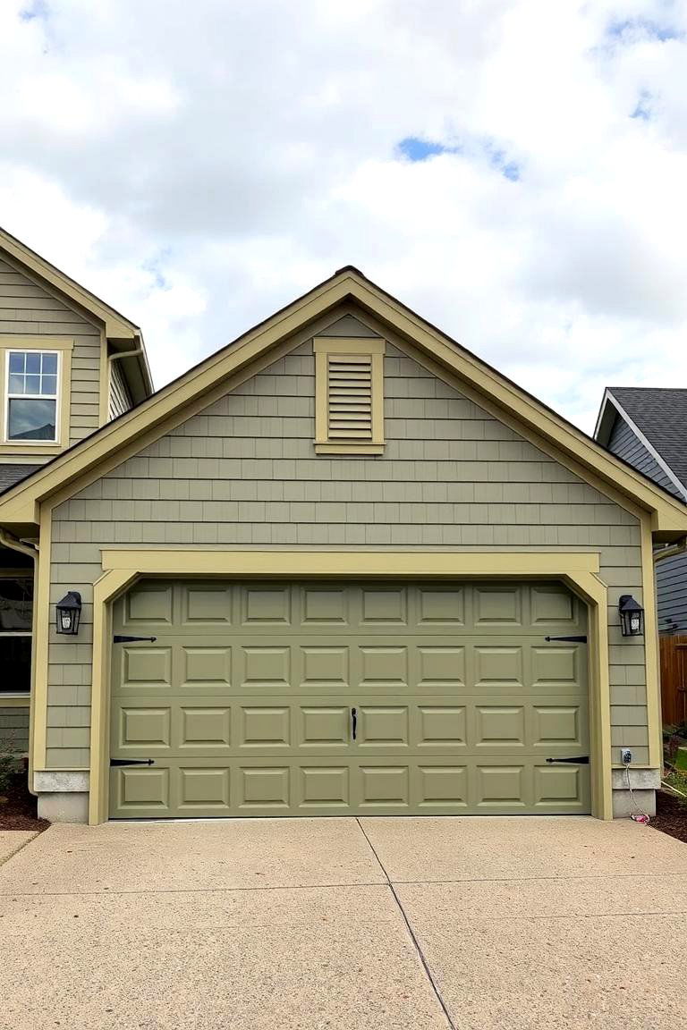 Olive Green Garage Door - 24 Olive Green House Exterior Ideas