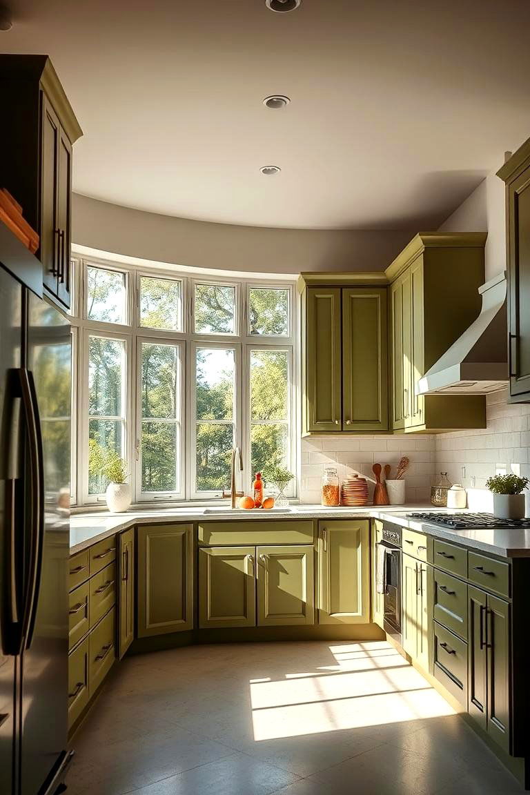 Olive Green Kitchen with Abundant Natural Light - 24 Olive Green Kitchens