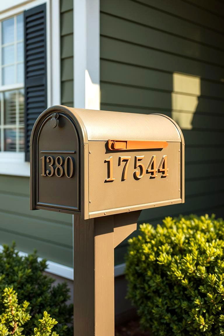Olive Green Mailbox and House Numbers - 24 Olive Green House Exterior Ideas