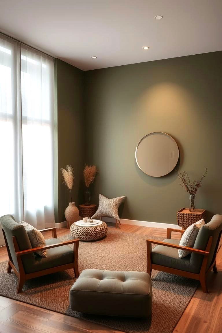 Olive Green Meditation Room - 24 Olive Green Room Ideas