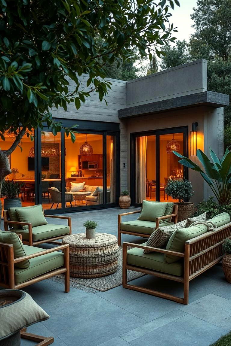 Olive Green Outdoor Lounge - 24 Olive Green Room Ideas