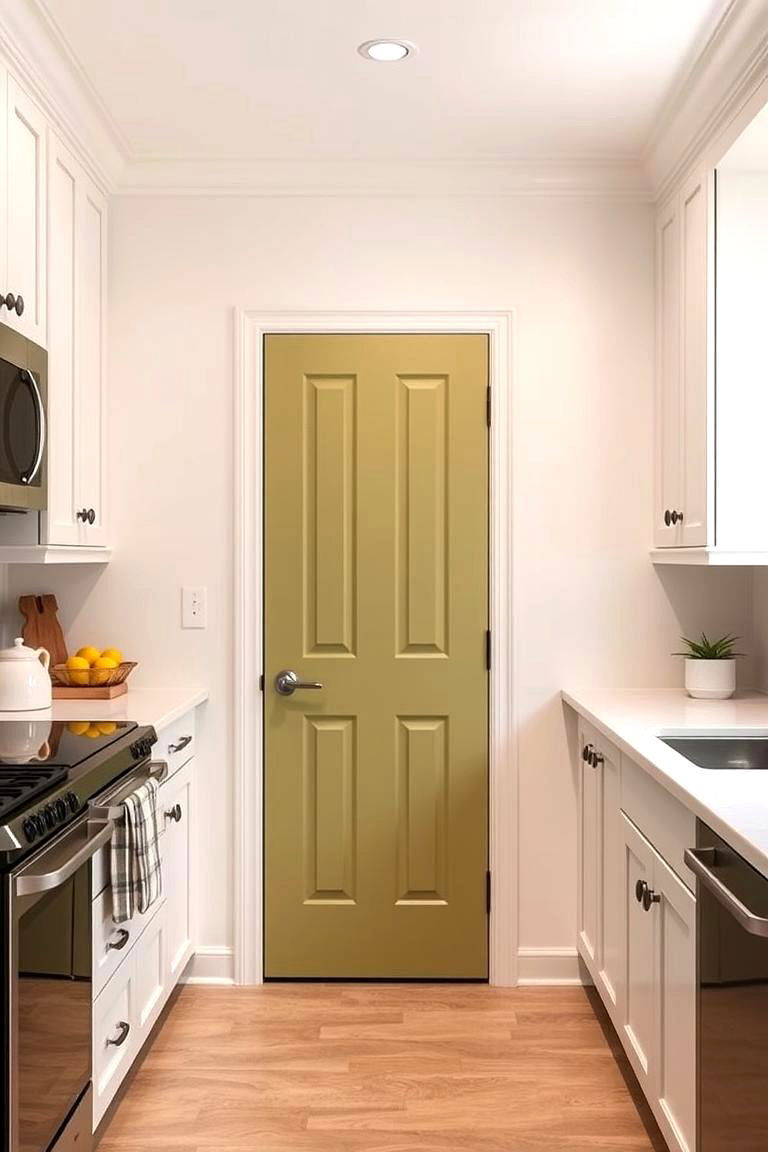 Olive Green Pantry Door for a Subtle Statement - 24 Olive Green Kitchens