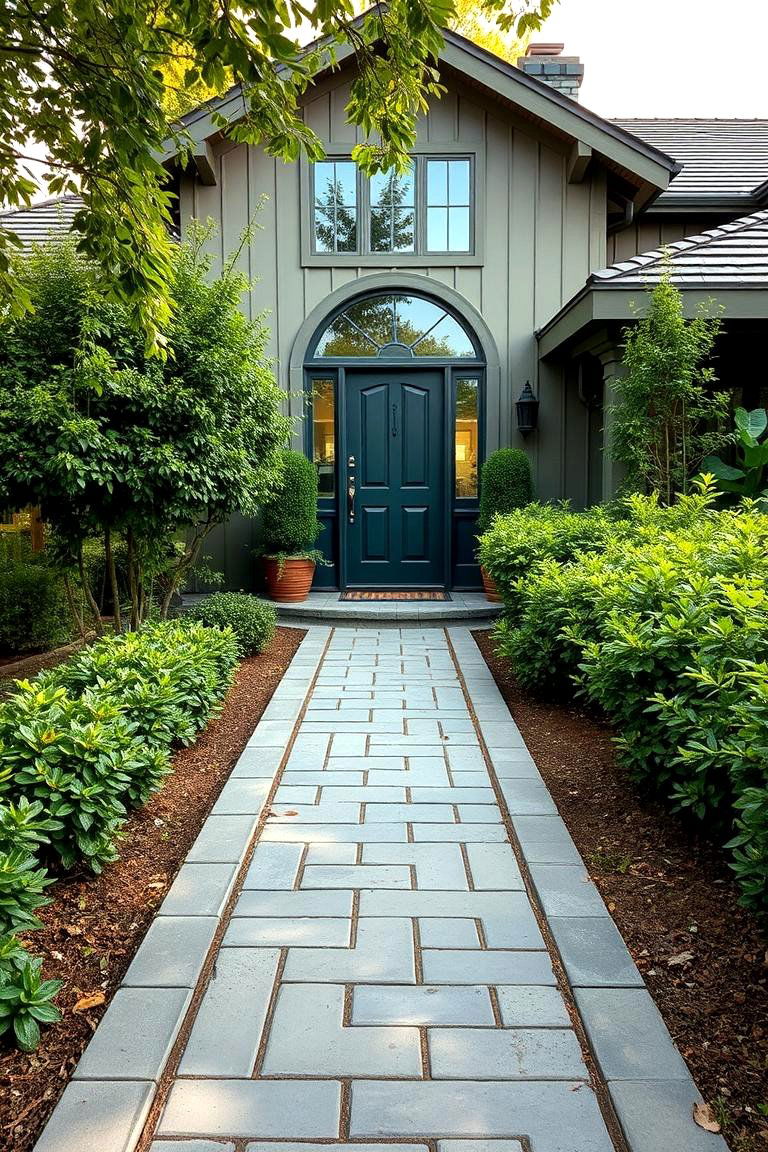 Olive Green Paver Walkway - 24 Olive Green House Exterior Ideas