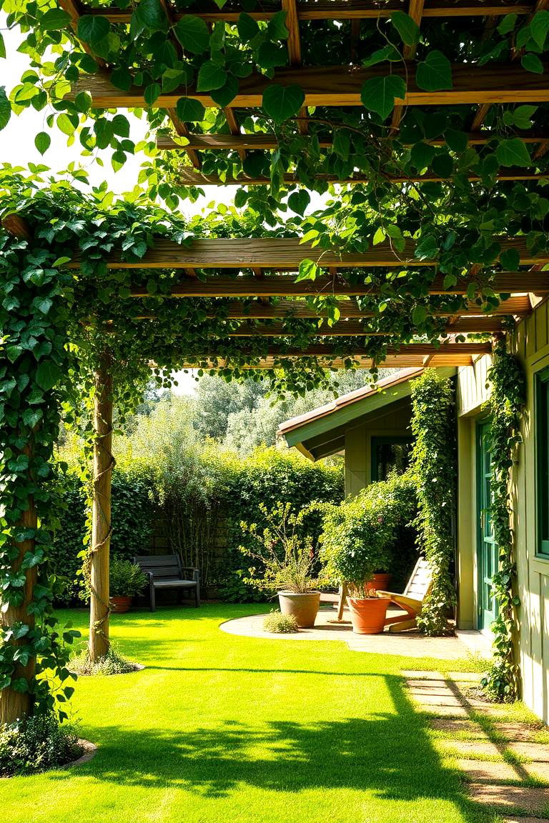 Olive Green Pergola or Arbor - 24 Olive Green House Exterior Ideas