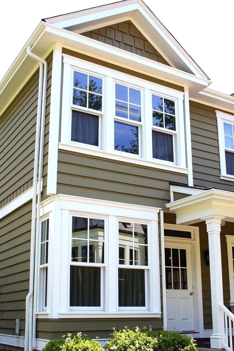 Olive Green Siding with White Trim - 24 Olive Green House Exterior Ideas