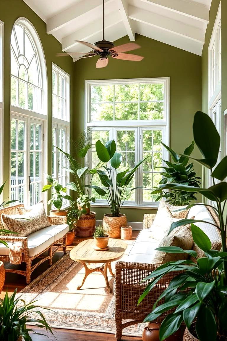 Olive Green Sunroom Escape - 24 Olive Green Room Ideas