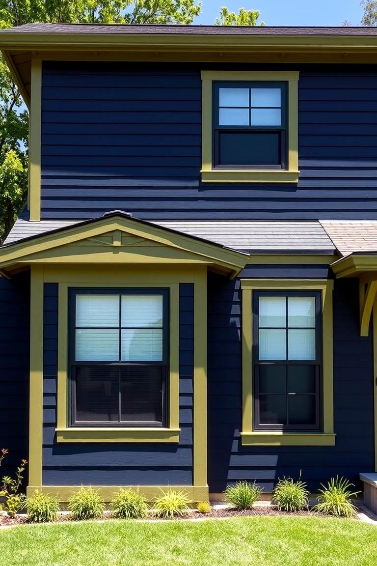 Olive Green Trim on Dark Siding - 24 Olive Green House Exterior Ideas