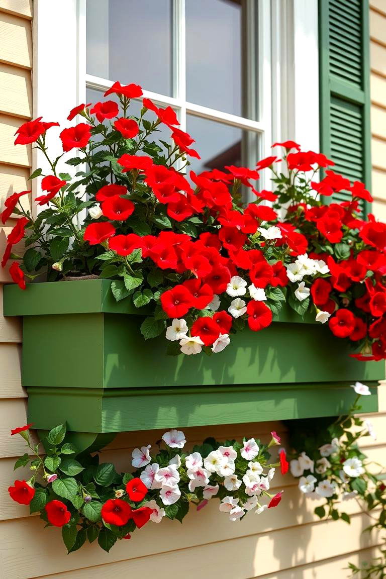 Olive Green Window Boxes with Vibrant Flowers - 24 Olive Green House Exterior Ideas