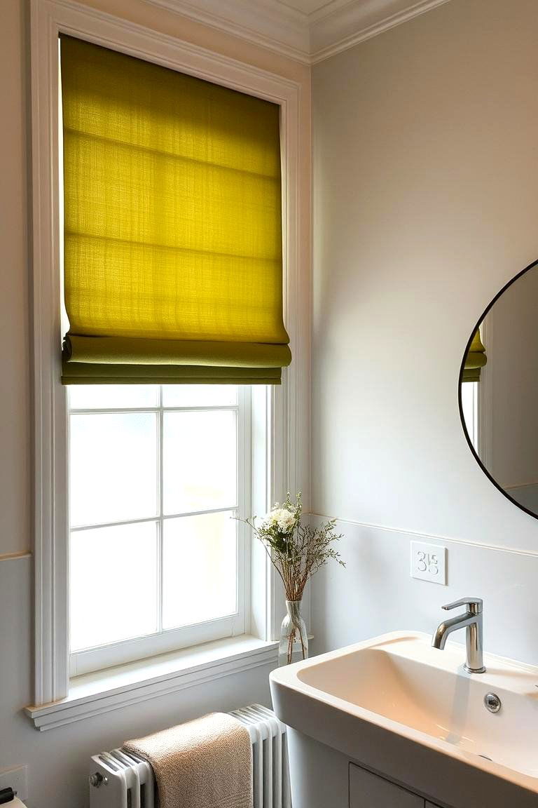 Olive Green Window Treatments - 24 Green Bathroom Ideas