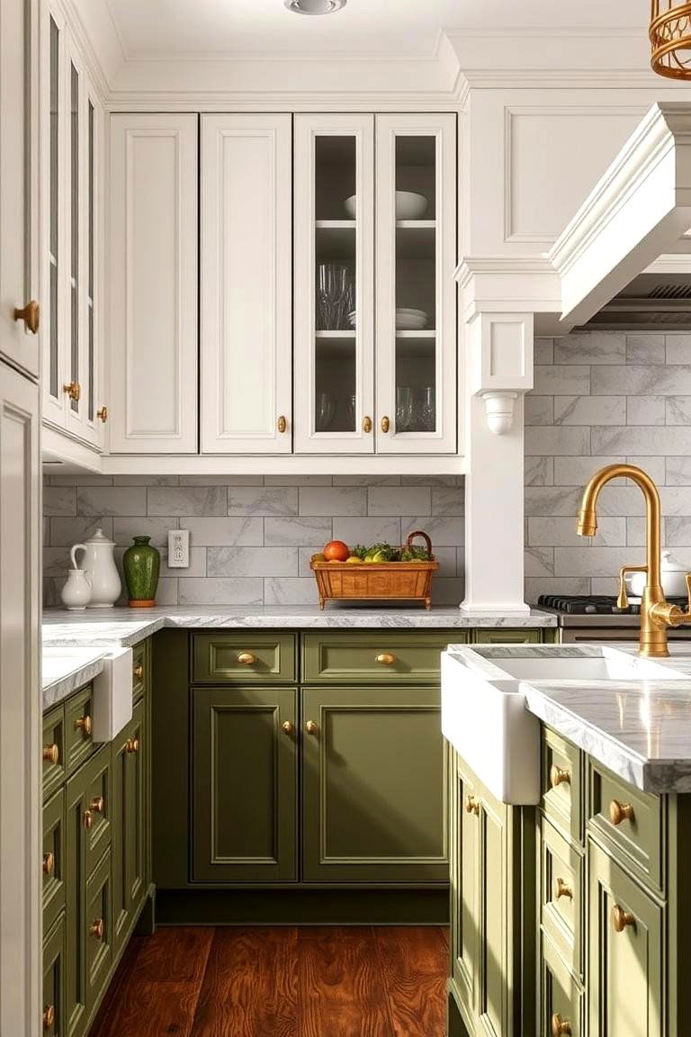 Olive Green and Brass Color Palette - 24 Olive Green Kitchens