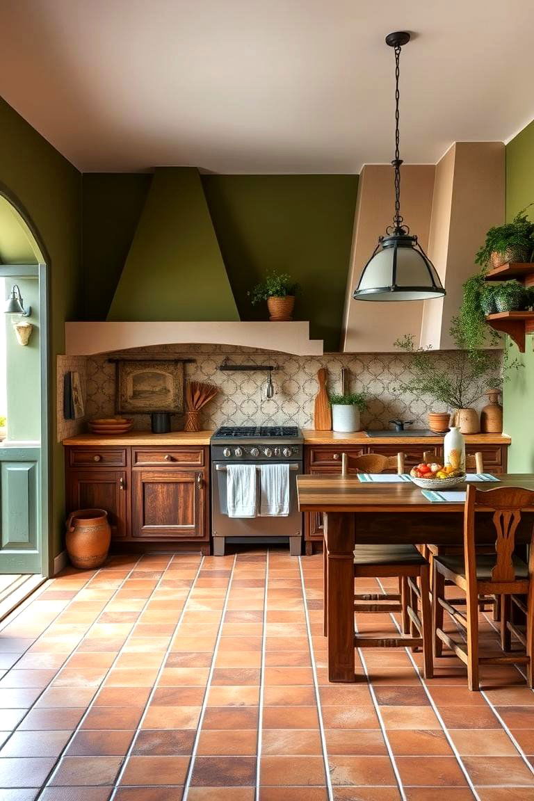 Olive Green and Terracotta Tones - 24 Olive Green Kitchens