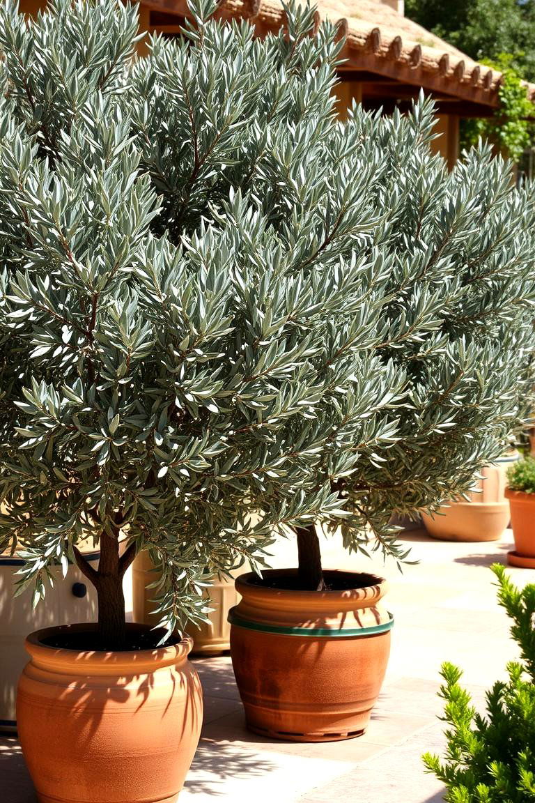 Olive Trees in Clay Pots - 24 Mediterranean Patio Ideas