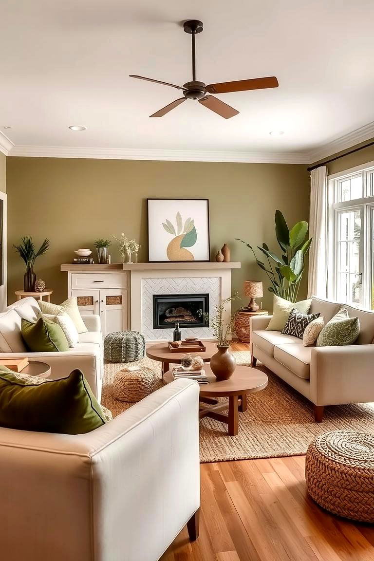 Olive and Cream Natural Balance - 24 Two Colour Combination for Living Room