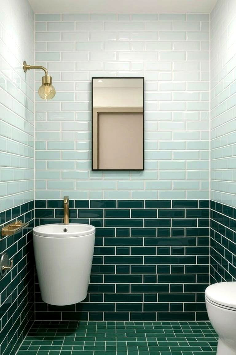 Ombre Green Tile Effect for a Gradient of Style - 24 Green Tile Bathroom Ideas