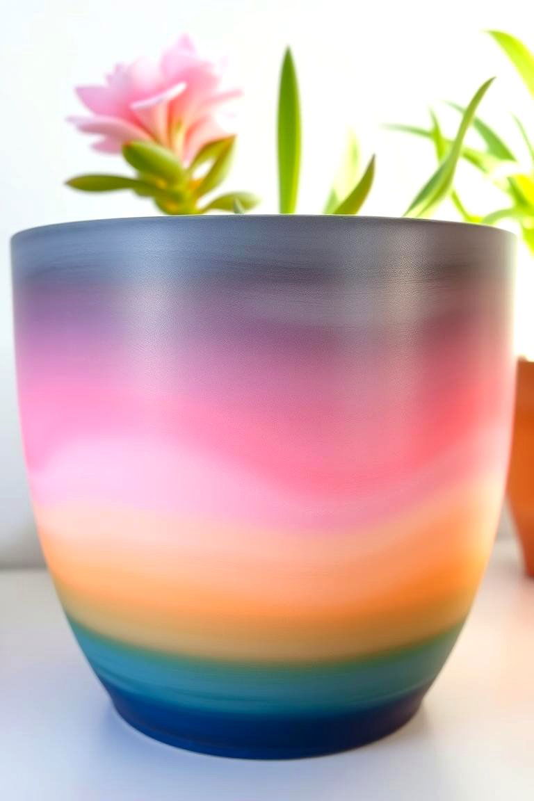 Ombre Magic Painted Pot - 24 Painted Pot Ideas