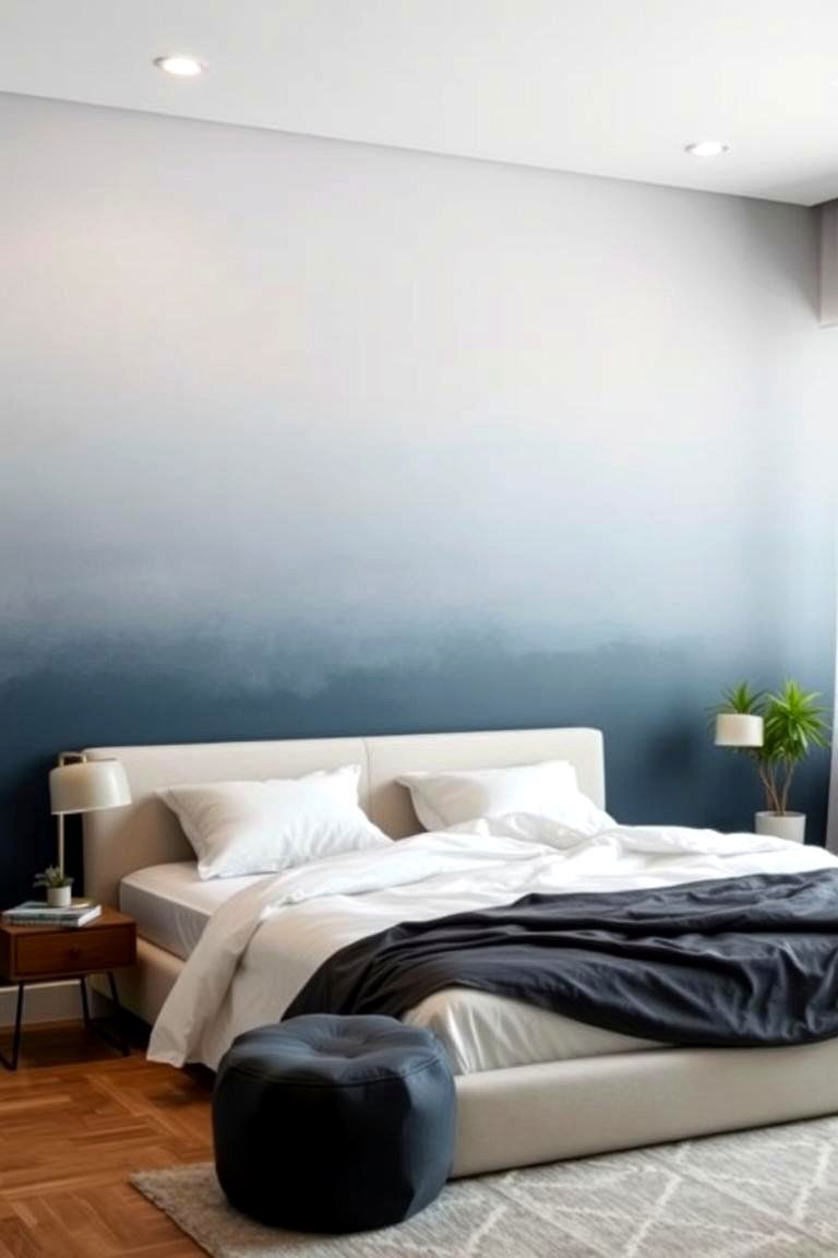 Ombre Wallpaper for a Smooth Gradient Effect - 24 Bedroom Wallpaper Ideas