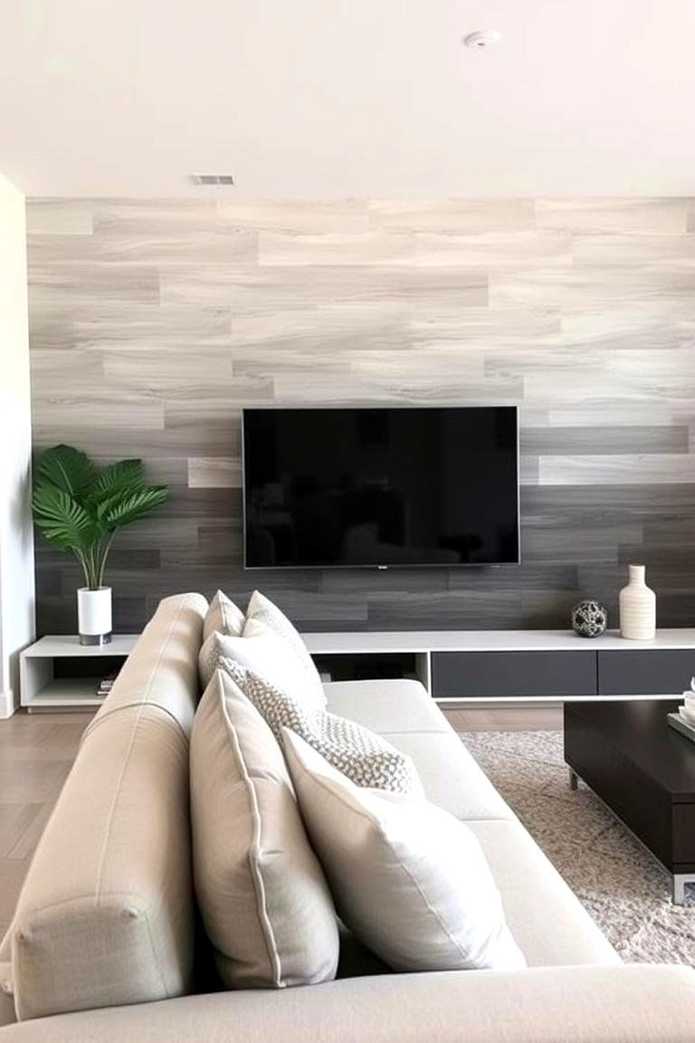 Ombre Wood Plank Transition - 24 Wood Trim Accent Wall Ideas