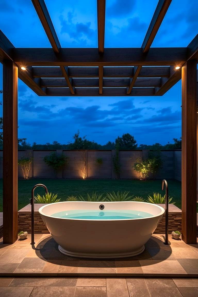 Open Air Bathtub Oasis - 24 Rustic Outdoor Bathroom Ideas