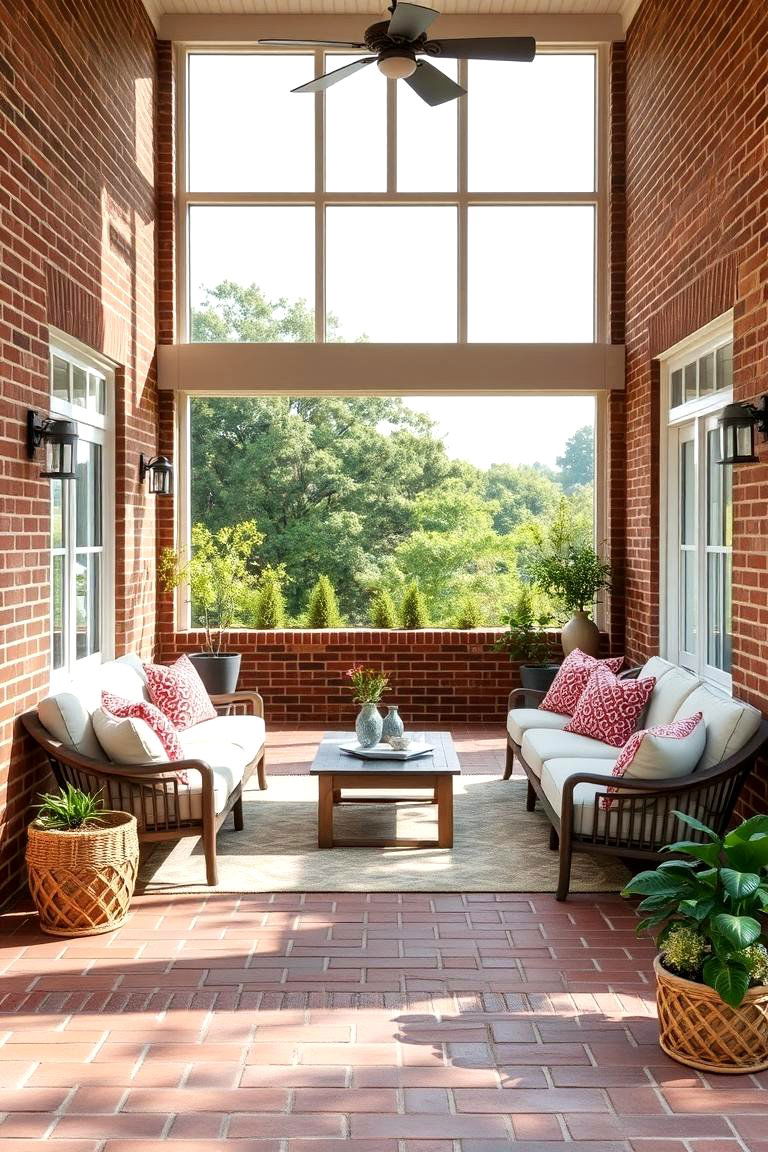 Open Air Brick Porch Lounge - 24 Brick Porch Ideas