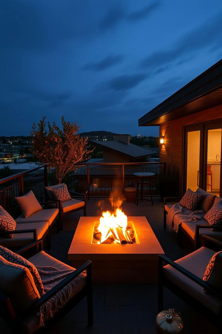 Open Air Fire Pit Lounge - 24 Penthouse Balcony Ideas