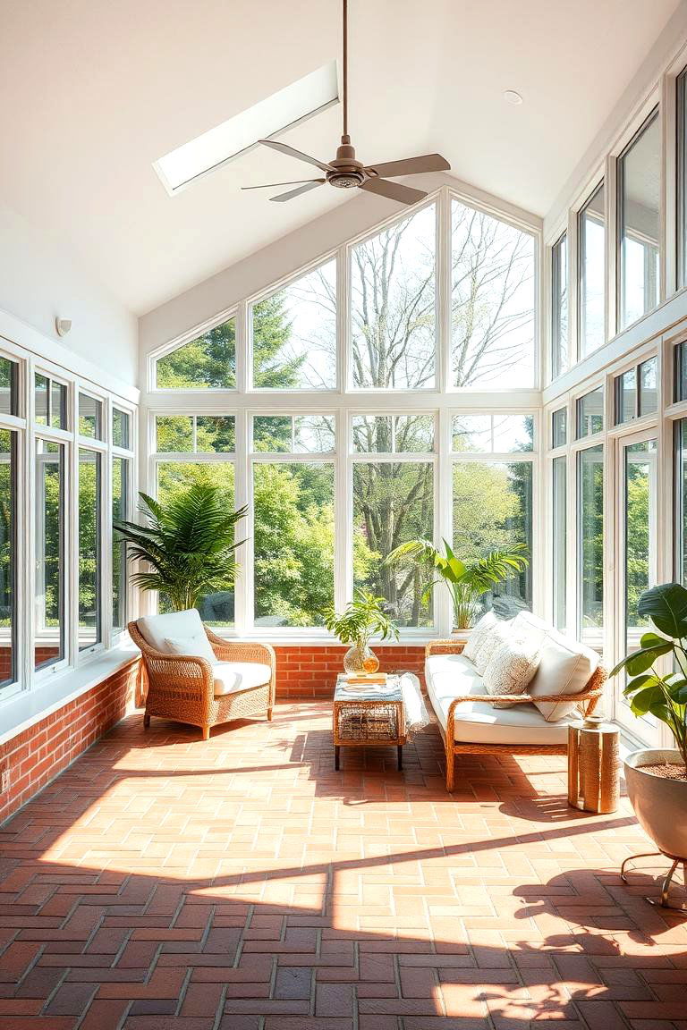 Open Air Inspired Sunroom - 24 Brick Floor Sunroom Ideas