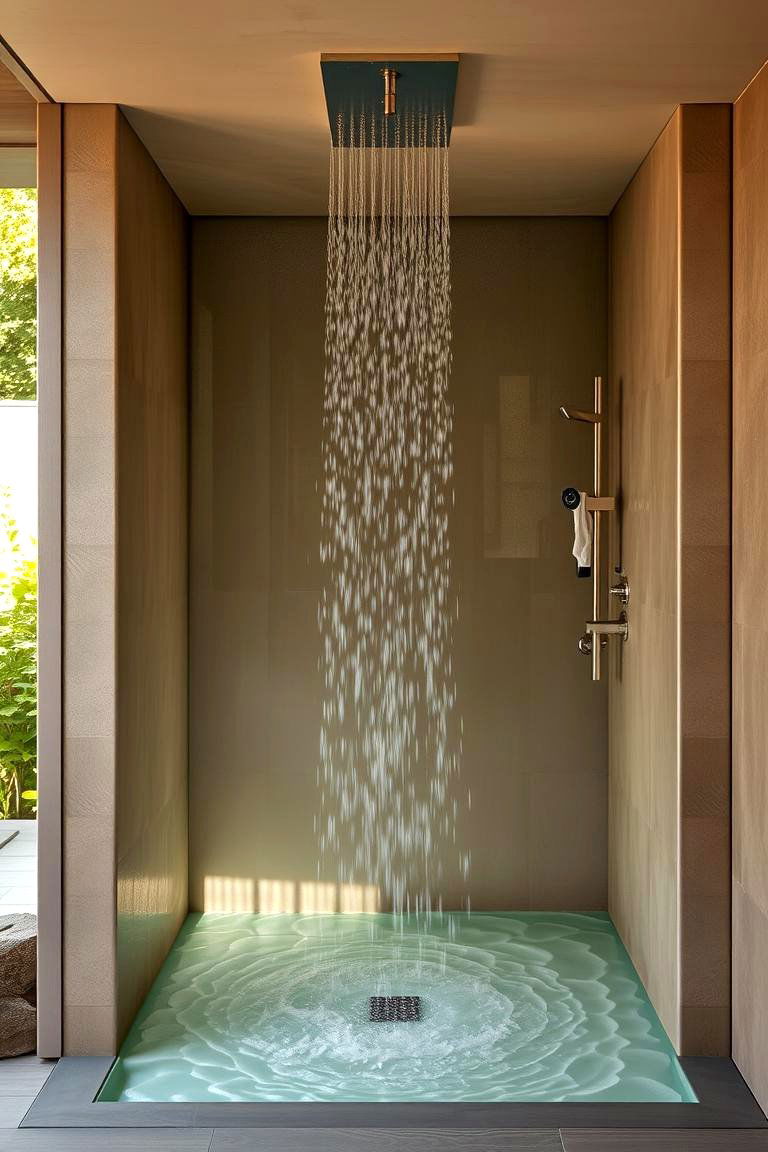 Open Air Rain Shower with Privacy - 24 Outdoor Shower Ideas