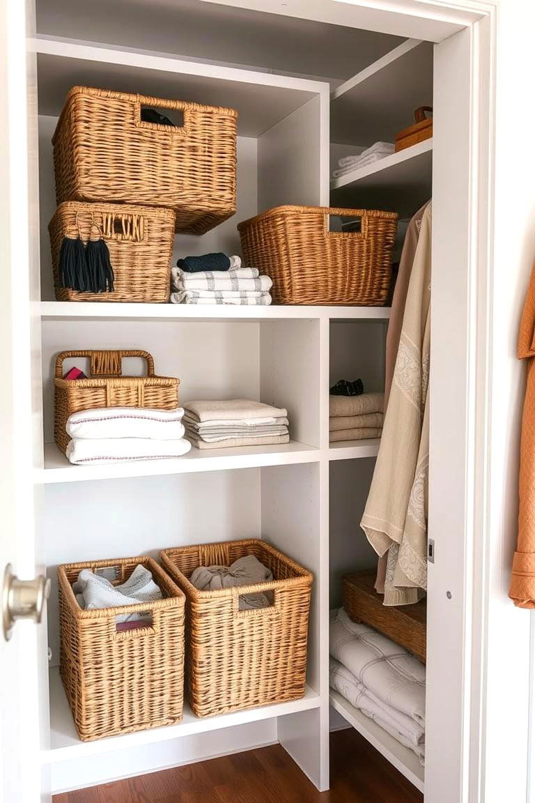 Open Closet with Decorative Baskets - 24 Open Closet Ideas