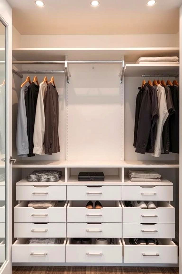 Open Closet with Drawer Units - 24 Open Closet Ideas