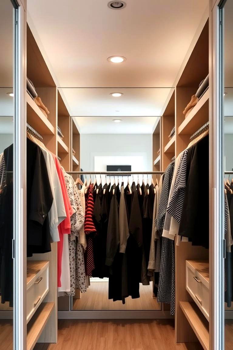 Open Closet with Mirrored Backdrop - 24 Open Closet Ideas
