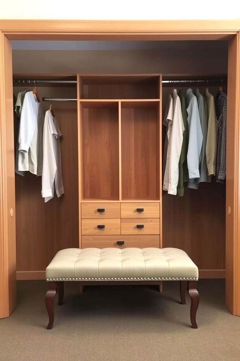Open Closet with a Bench or Ottoman - 24 Open Closet Ideas