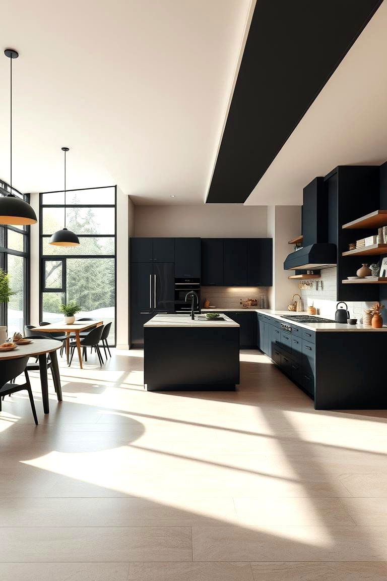 Open Concept Charm - 24 black and beige kitchen ideas