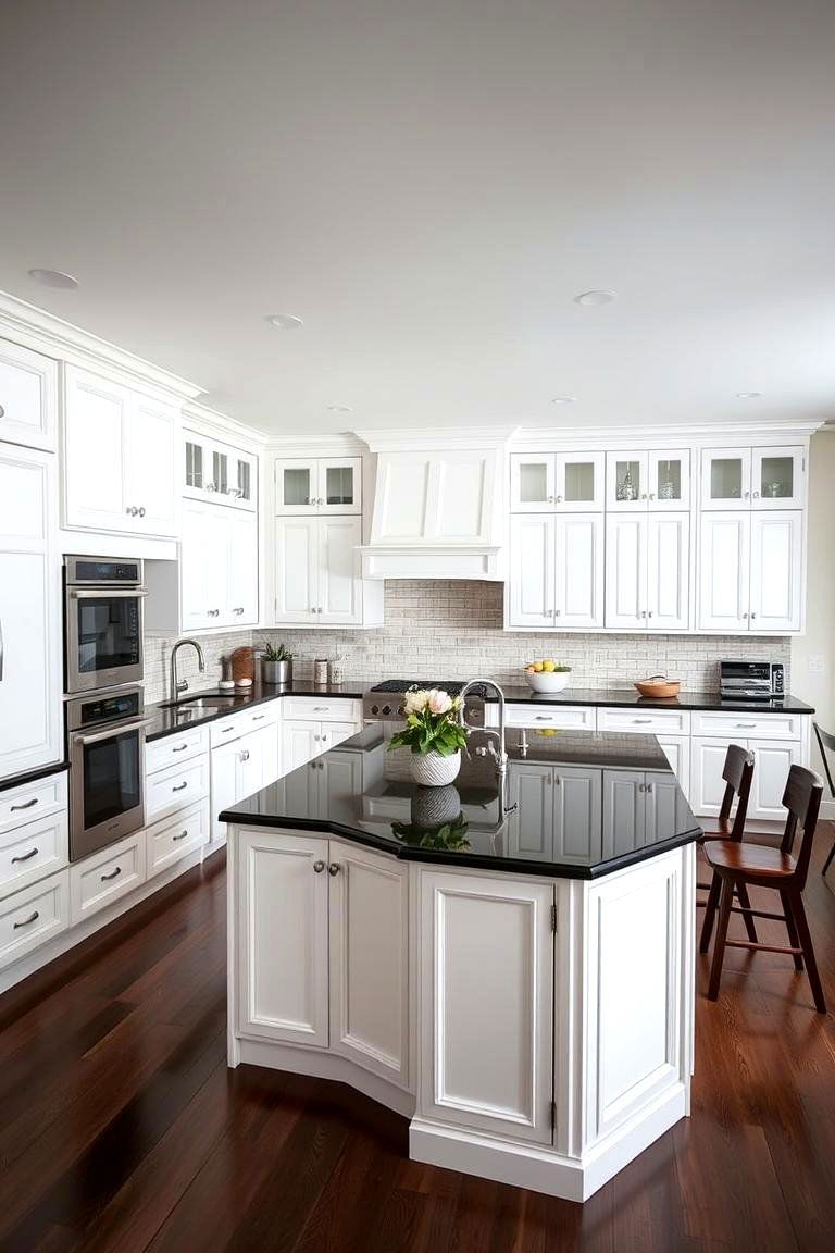 Open Concept Dynamics - 24 Kitchen With White Cabinets and Black Countertops Ideas