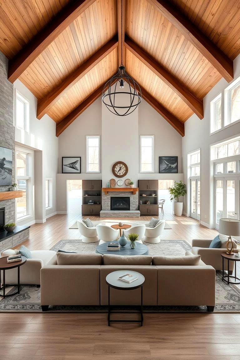 Open Concept Flow Vault - 24 Living Room Vaulted Ceiling Ideas