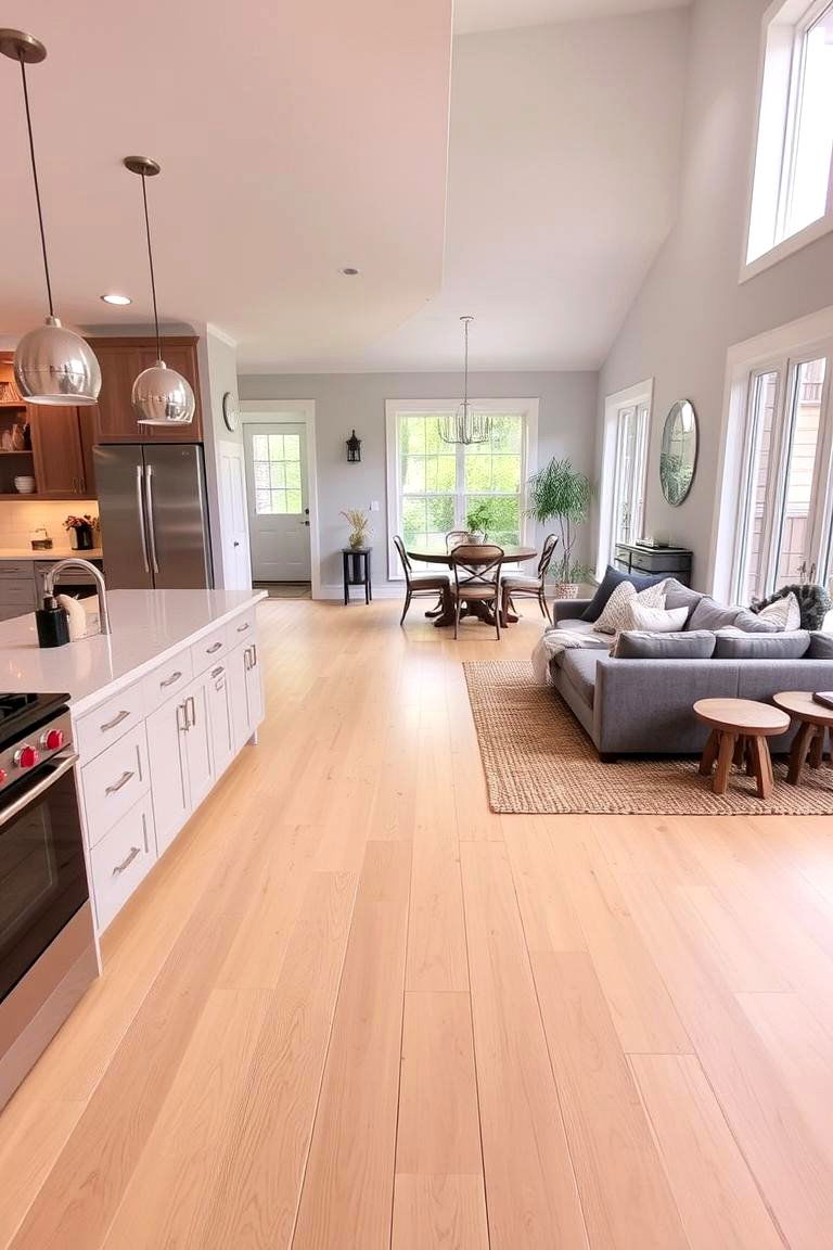 Open Concept Flow with Light Wood - 24 Light Wood Floor Kitchen Ideas