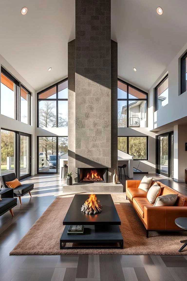 Open Concept Harmony - 24 Double-sided Fireplace Ideas